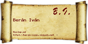 Berán Iván névjegykártya